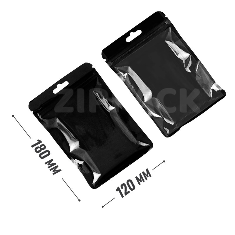 ЧЕРНЫЙ ZIP-LOCK ПАКЕТ 120х180 мм С ПРОЗРАЧНОЙ СТОРОНОЙ | европодвес SP12/18-B - фото 12471