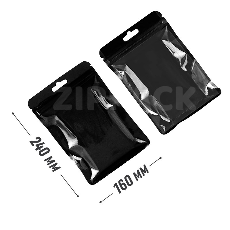 ЧЕРНЫЙ ZIP-LOCK ПАКЕТ 160х240 мм С ПРОЗРАЧНОЙ СТОРОНОЙ | европодвес SP16/24-B - фото 12490