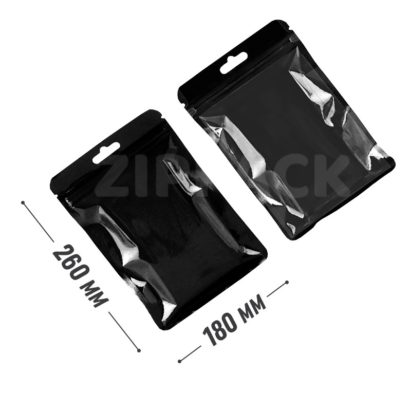 ЧЕРНЫЙ ZIP-LOCK ПАКЕТ 180х260 мм С ПРОЗРАЧНОЙ СТОРОНОЙ | европодвес SP18/26-B - фото 12503