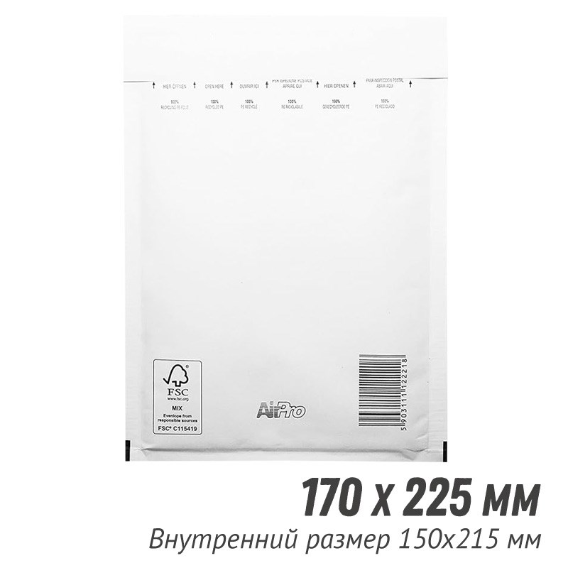 Пакет пузырчатый с клеевым клапаном AirPro C/13 (белый крафт) С/0, C/13 - фото 12530