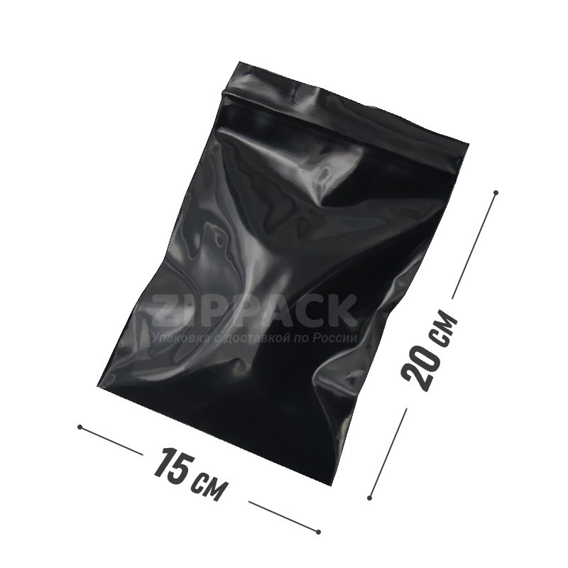 ЧЕРНЫЙ ZIP ПАКЕТ 15х20 см / 80 мк ZIP80.15х20/black - фото 13604
