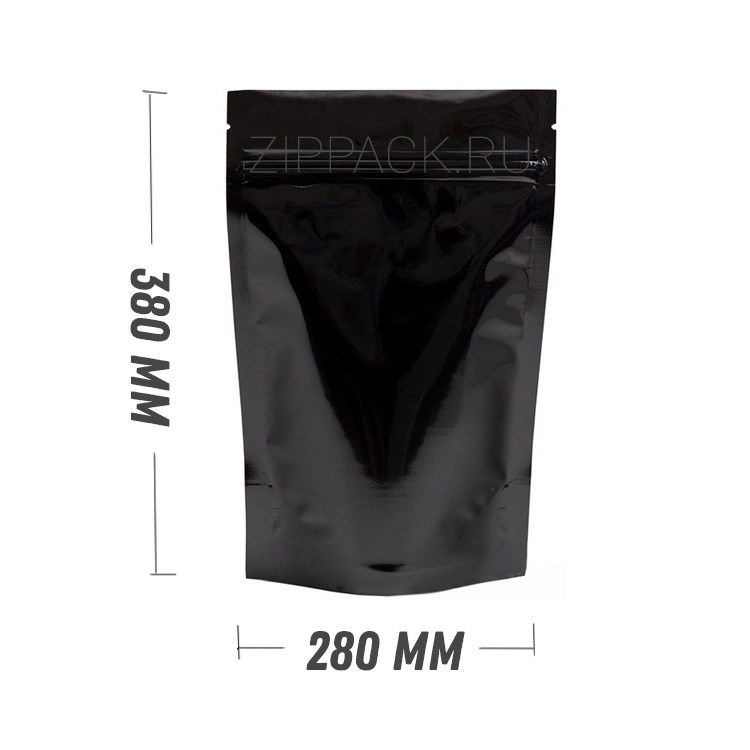 ЧЕРНЫЙ МАТОВЫЙ ДОЙ-ПАКЕТ 280х380 мм | Металлизированный с замком zip-lock D2313 - фото 14738