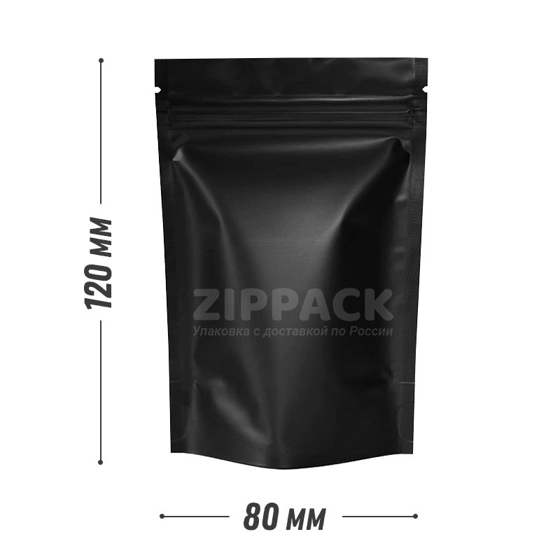 ЧЕРНЫЙ МАТОВЫЙ ДОЙ-ПАКЕТ 80х120 мм | Металлизированный с замком zip-lock D2316 - фото 16284