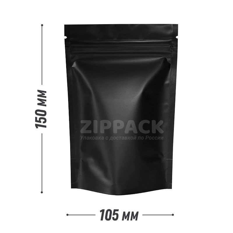 ЧЕРНЫЙ МАТОВЫЙ ДОЙ-ПАКЕТ 105х150 мм | Металлизированный с замком zip-lock D2301 - фото 16286