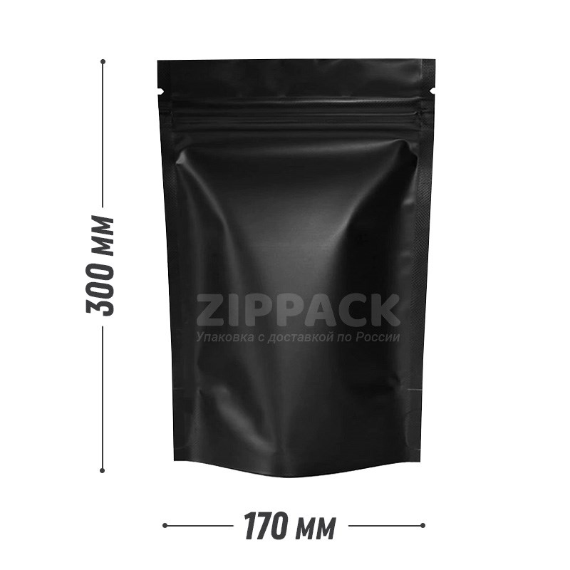 ЧЕРНЫЙ МАТОВЫЙ ДОЙ-ПАКЕТ 170х300 мм | Металлизированный с замком zip-lock D2308 - фото 16289