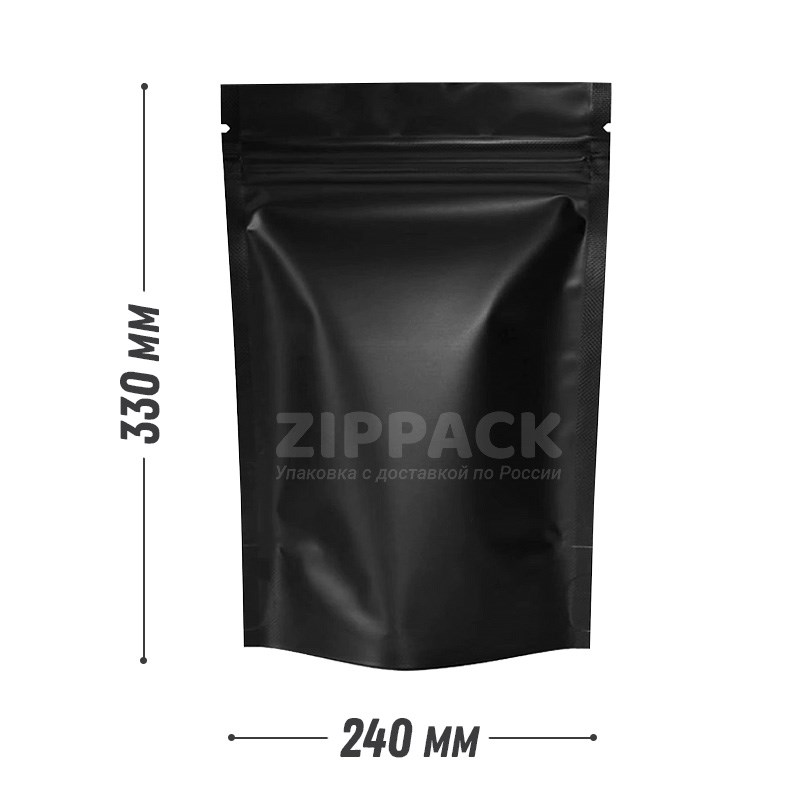 ЧЕРНЫЙ МАТОВЫЙ ДОЙ-ПАКЕТ 240х330 мм | Металлизированный с замком zip-lock D2309 - фото 16291