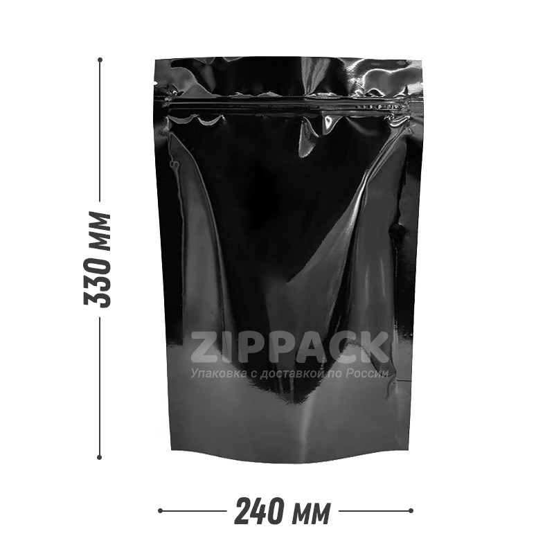 ЧЕРНЫЙ ДОЙ-ПАКЕТ 240х330 мм | Металлизированный с замком zip-lock D2312 - фото 16316