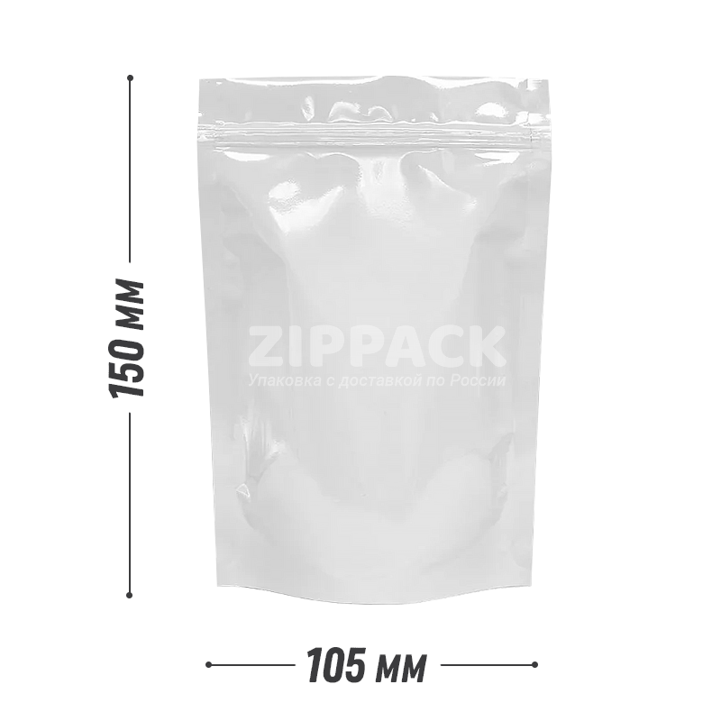 БЕЛЫЙ ДОЙ-ПАКЕТ 105х150 мм | Металлизированный с замком zip-lock D2202 - фото 16326