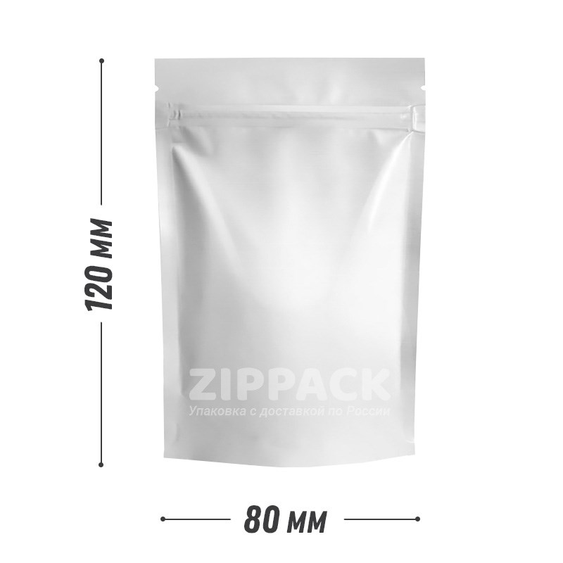 БЕЛЫЙ МАТОВЫЙ ДОЙ-ПАКЕТ 80х120 мм | Металлизированный с замком zip-lock D2217 - фото 16349