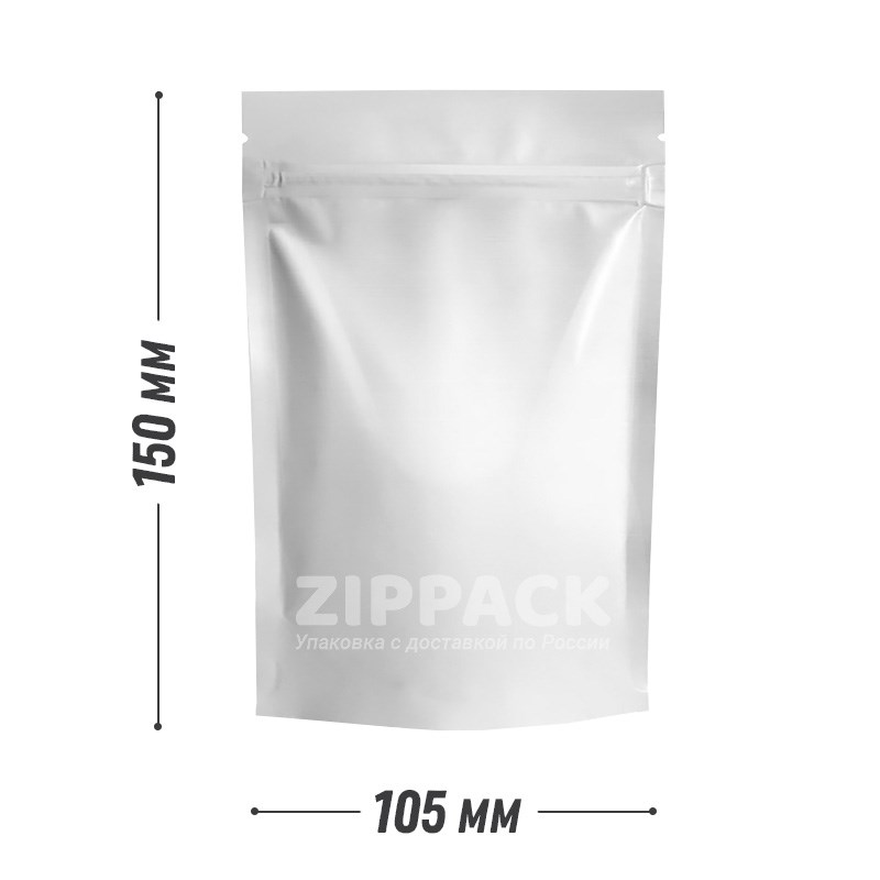 БЕЛЫЙ МАТОВЫЙ ДОЙ-ПАКЕТ 105х150 мм | Металлизированный с замком zip-lock D2201 - фото 16358