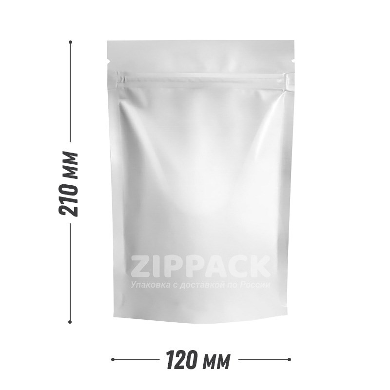 БЕЛЫЙ МАТОВЫЙ ДОЙ-ПАКЕТ 120х210 мм | Металлизированный с замком zip-lock D2205 - фото 16372