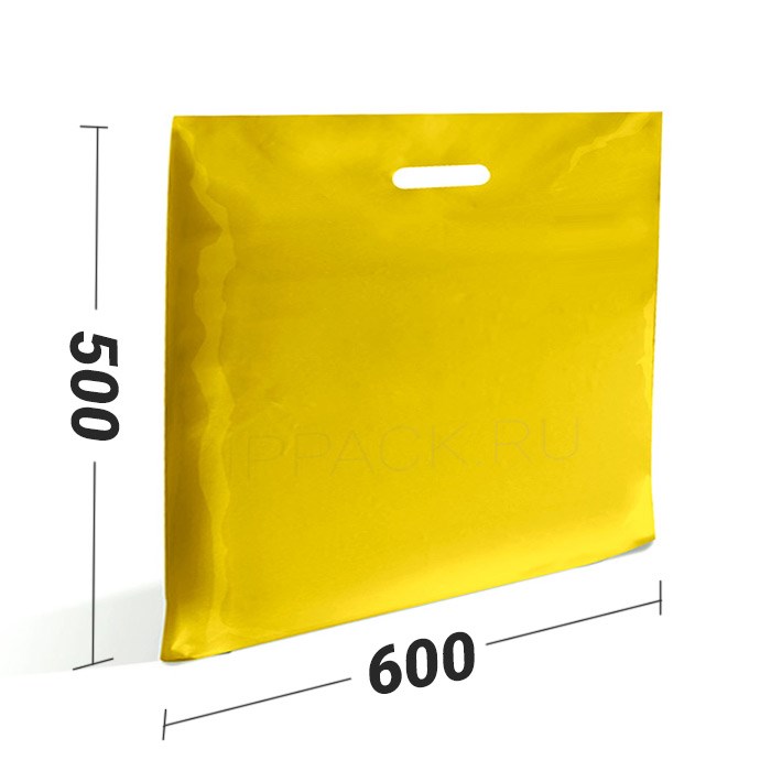 ЖЕЛТЫЙ ПОЛИЭТИЛЕНОВЫЙ ПАКЕТ 600х500 мм | 70 мкм| С вырубными ручками и закладным дном ПВР600/500/желтый - фото 17218