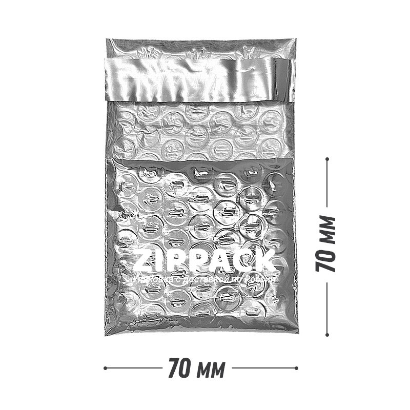 Фольгированный серебряный пакет с пузырчатой пленкой 70х70 мм F-70х70/serebro - фото 17329