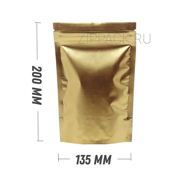 ЗОЛОТОЙ МАТОВЫЙ DOY-PACK 135х200 мм | Металлизированный с замком zip-lock D2105 - фото 7831