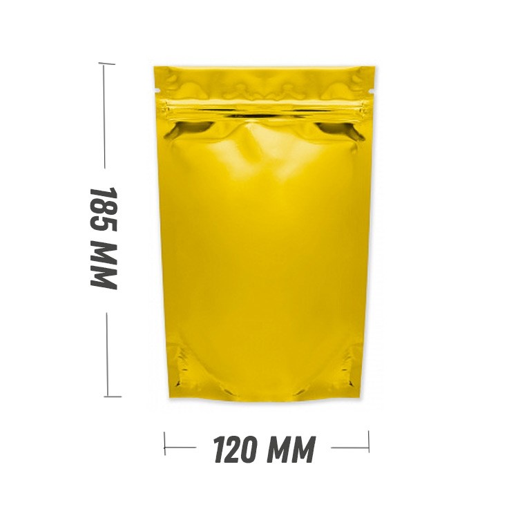 ЗОЛОТОЙ DOY-PACK 120х185 мм | Металлизированный с замком zip-lock D2102 - фото 7833