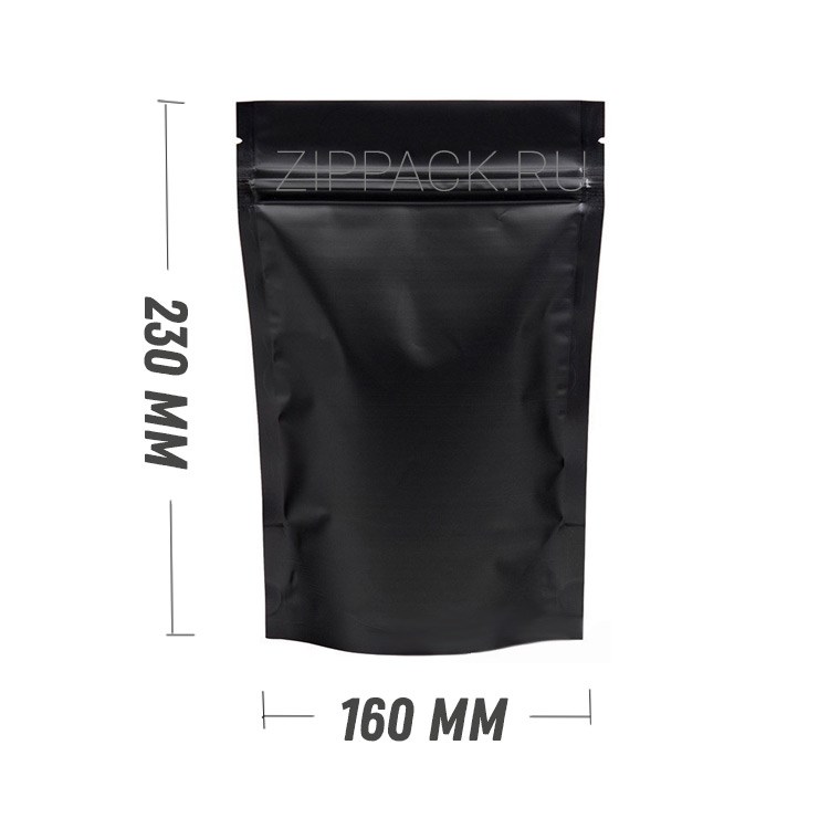 ЧЕРНЫЙ МАТОВЫЙ ДОЙ-ПАКЕТ 160х230 мм | Металлизированный с замком zip-lock D2305 - фото 7872