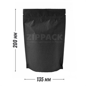 ДОЙ-ПАКЕТ 135х200 мм ЧЕРНЫЙ КРАФТ | с замком zip-lock D1730