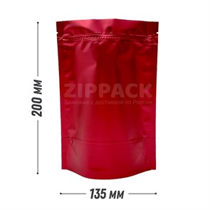 КРАСНЫЙ DOY-PACK 135х200 мм | Металлизированный матовый с замком zip-lock D3001