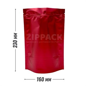 КРАСНЫЙ DOY-PACK 160х230 мм | Металлизированный матовый с замком zip-lock D3120