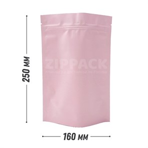 РОЗОВЫЙ DOY-PACK 160х250 мм | Металлизированный матовый с замком zip-lock D3007