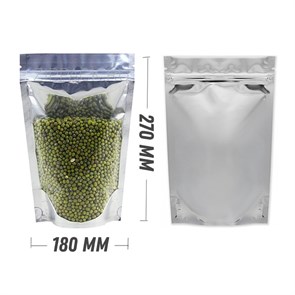 МЕТАЛЛИЗИРОВАННЫЙ ДОЙ-ПАКЕТ 180х270 мм с прозрачной стороной и zip-lock D1907