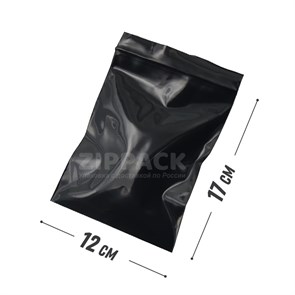 ЧЕРНЫЙ ZIP ПАКЕТ 12х17 см / 75 мк ZIP75.12х17/black
