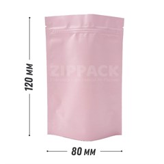 РОЗОВЫЙ DOY-PACK 80х120 мм | Металлизированный матовый с zip-lock D3009