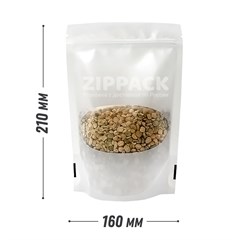 БЕЛЫЙ МАТОВЫЙ ДОЙ-ПАКЕТ 160х210 мм С ОВАЛЬНЫМ ОКНОМ и замком zip-lock D2234