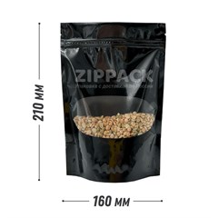 ЧЕРНЫЙ ДОЙ-ПАКЕТ 160х210 мм С ОВАЛЬНЫМ ОКНОМ и замком zip-lock D2321