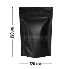 ЧЁРНЫЙ МАТОВЫЙ ДОЙ-ПАКЕТ 120х210 мм | Металлизированный с замком zip-lock D2314