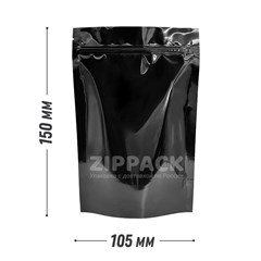 ЧЕРНЫЙ ДОЙ-ПАКЕТ 105х150 мм | Металлизированный с замком zip-lock D2302