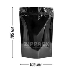 ЧЕРНЫЙ ДОЙ-ПАКЕТ 105х195 мм | Металлизированный с замком zip-lock D2304