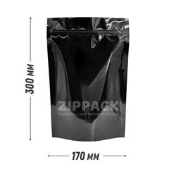 ЧЕРНЫЙ ДОЙ-ПАКЕТ 170х300 мм | Металлизированный с замком zip-lock D2311
