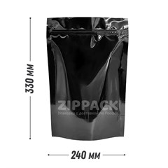 ЧЕРНЫЙ ДОЙ-ПАКЕТ 240х330 мм | Металлизированный с замком zip-lock D2312