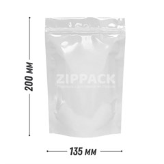 БЕЛЫЙ ДОЙ-ПАКЕТ 135х200 мм | Металлизированный с замком zip-lock D2204