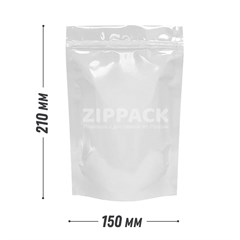 БЕЛЫЙ ДОЙ-ПАКЕТ 150х210 мм | Металлизированный с замком zip-lock D2206