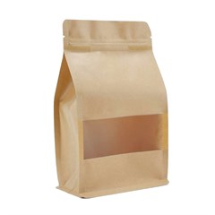 ВОСЬМИШОВНЫЙ КРАФТ КВАДРОПАК 100+70х190 мм С ОКНОМ | zip-lock P8050/zakaz