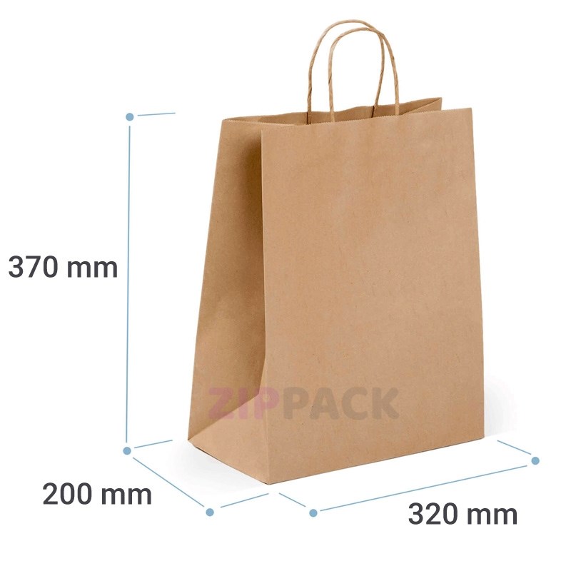 БУМАЖНЫЙ ПАКЕТ КРАФТ 320х200х370 мм КРУЧЕНЫЕ РУЧКИ | 70 гр./м2 320/200/370 kraft/twist