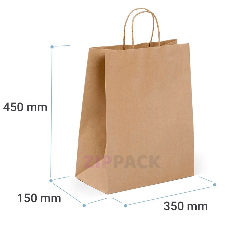 БУМАЖНЫЙ ПАКЕТ КРАФТ 350х150х450 мм КРУЧЕНЫЕ РУЧКИ | 70 гр./м2 350/150/450 kraft/twist