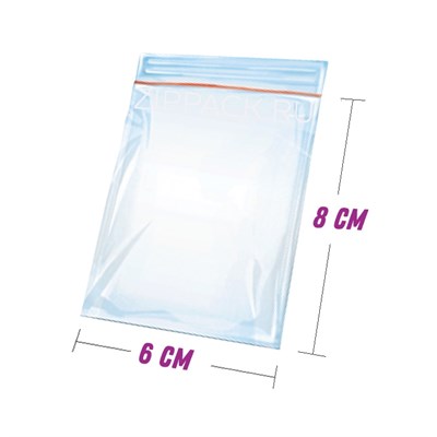 ЗИП ПАКЕТ 6х8 см / 45 мкм с замком zip-lock ZIP45.6х8