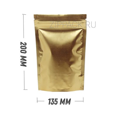 ЗОЛОТОЙ МАТОВЫЙ DOY-PACK 135х200 мм | Металлизированный с замком zip-lock D2105