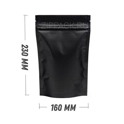 ЧЕРНЫЙ МАТОВЫЙ ДОЙ-ПАКЕТ 160х230 мм | Металлизированный с замком zip-lock D2305