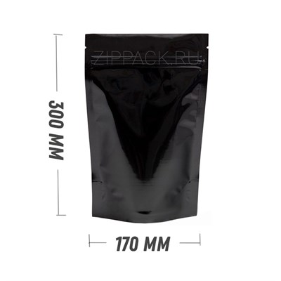 ЧЕРНЫЙ ДОЙ-ПАКЕТ 170х300 мм | Металлизированный с замком zip-lock D2311