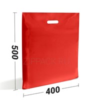 КРАСНЫЙ ПОЛИЭТИЛЕНОВЫЙ ПАКЕТ 400х500 мм | 70 мкм| С вырубными ручками и закладным дном ПВР400/500/красный - фото 7963