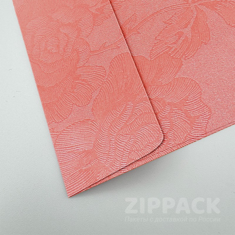Подарочный конверт с цветами 110х220 мм (Е65) | 120 гр./м2 | Розовый перламутр FLOW-DL-35 - фото 17959