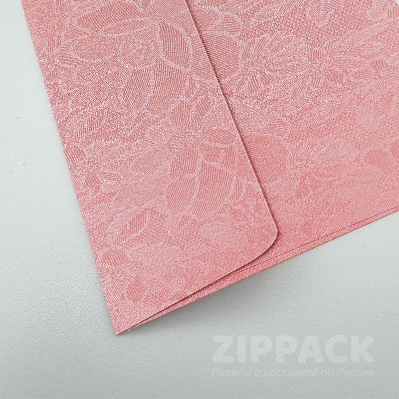 Подарочный конверт с цветами 110х220 мм (Е65) | 120 гр./м2 | Розовый металлик FLOW-DL-36 - фото 17963