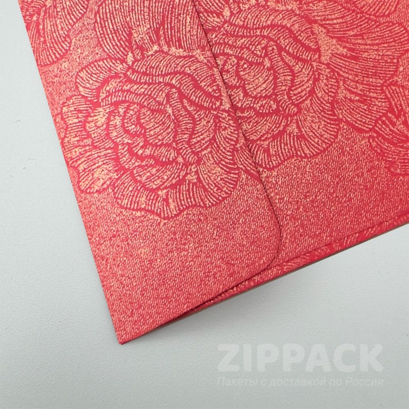 Конверт красный перламутр С6 114х162 мм | 120 г/м² | Объемный рисунок цветы FLOW-C6-23 - фото 18207