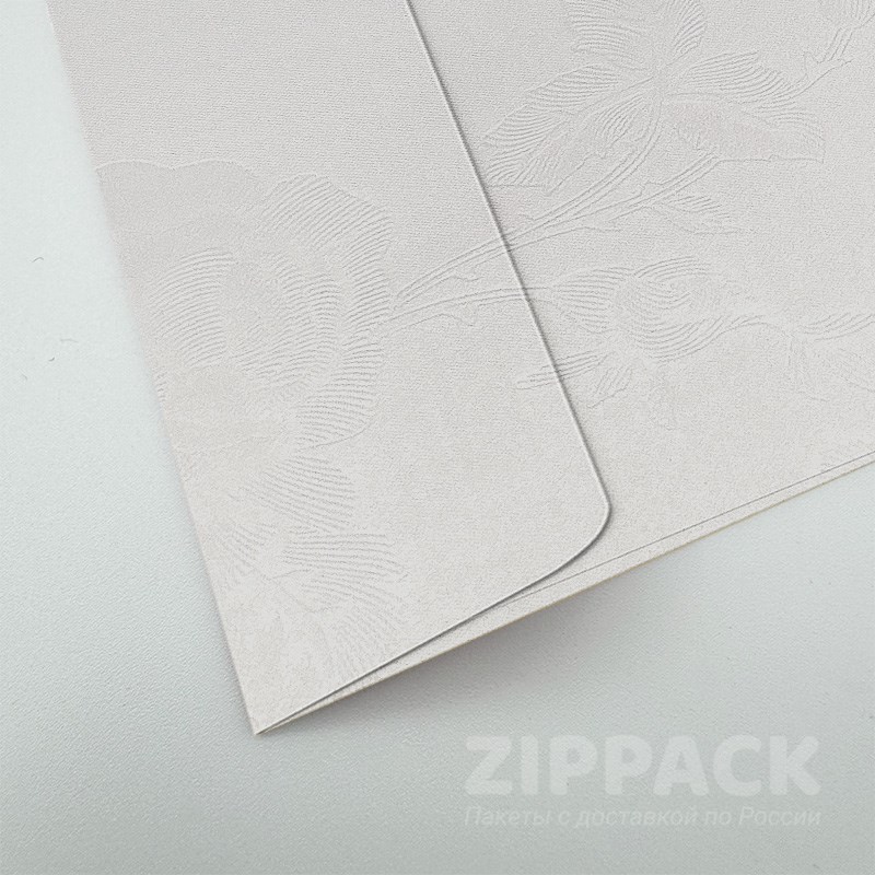 Подарочный конверт с цветами 110х220 мм (Е65) | 120 гр./м2 | Белый перламутровый FLOW-DL-39