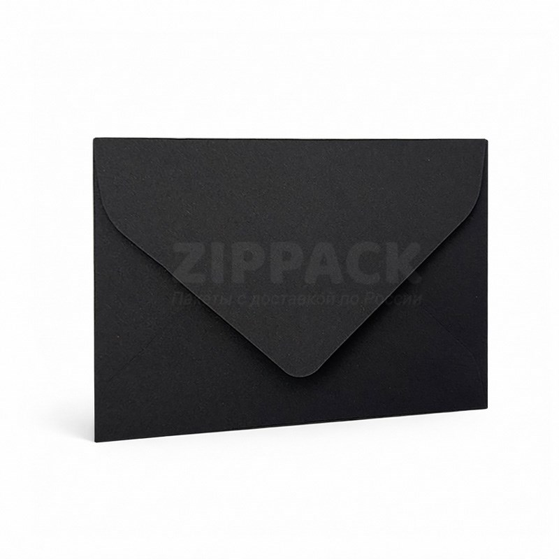 Черный конверт С6 114х162 мм | 150 гр./м2 | Треугольный клапан с лентой TRMatt-C6-black