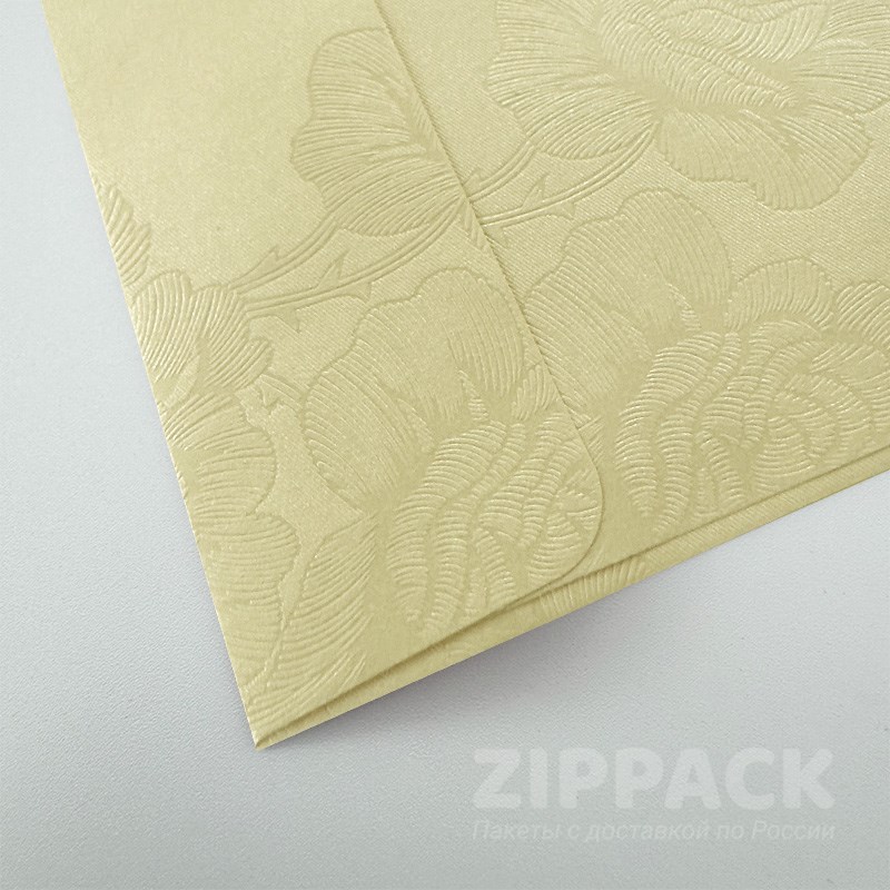 Конверт кремовый перламутр С6 114х162 мм | 120 г/м² | Объемный рисунок цветы FLOW-C6-20